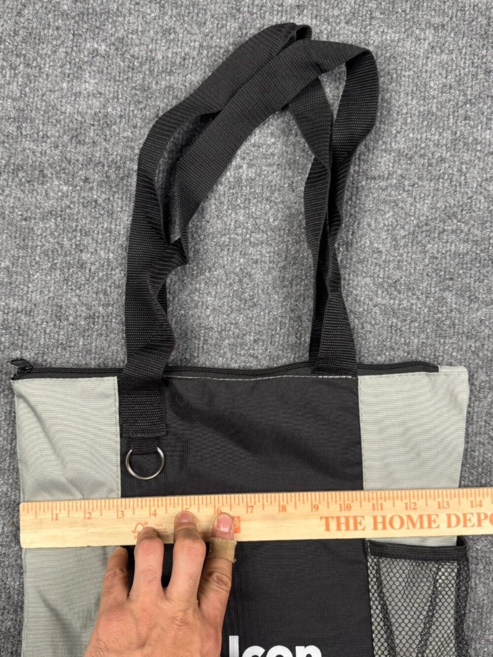 Unisex Alcon "See Brilliantly" Black and Grey Zip Tote Bag - Picture 5 of 10